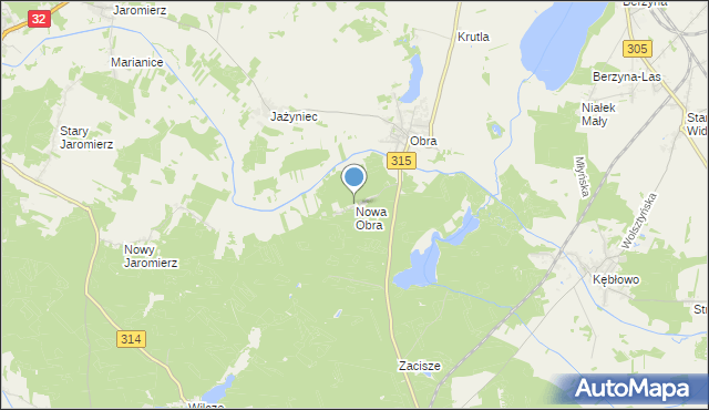 mapa Nowa Obra, Nowa Obra gmina Wolsztyn na mapie Targeo